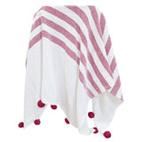 Stripe Throw with Pom Poms