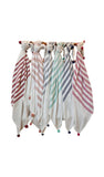 Stripe Throw with Pom Poms