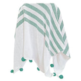 Stripe Throw with Pom Poms