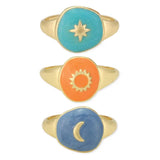 Vintage Celestial Enamel Gold Ring