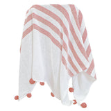 Stripe Throw with Pom Poms