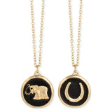 Black & Gold Talisman Lucky Charm Pendant Necklace