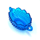 Vintage Blue Hobnail Glass Candy Dish
