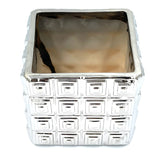 Ceramic Square Container with Silver Electroplate