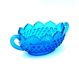 Vintage Blue Hobnail Glass Candy Dish