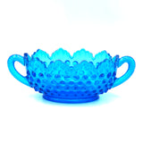 Vintage Blue Hobnail Glass Candy Dish